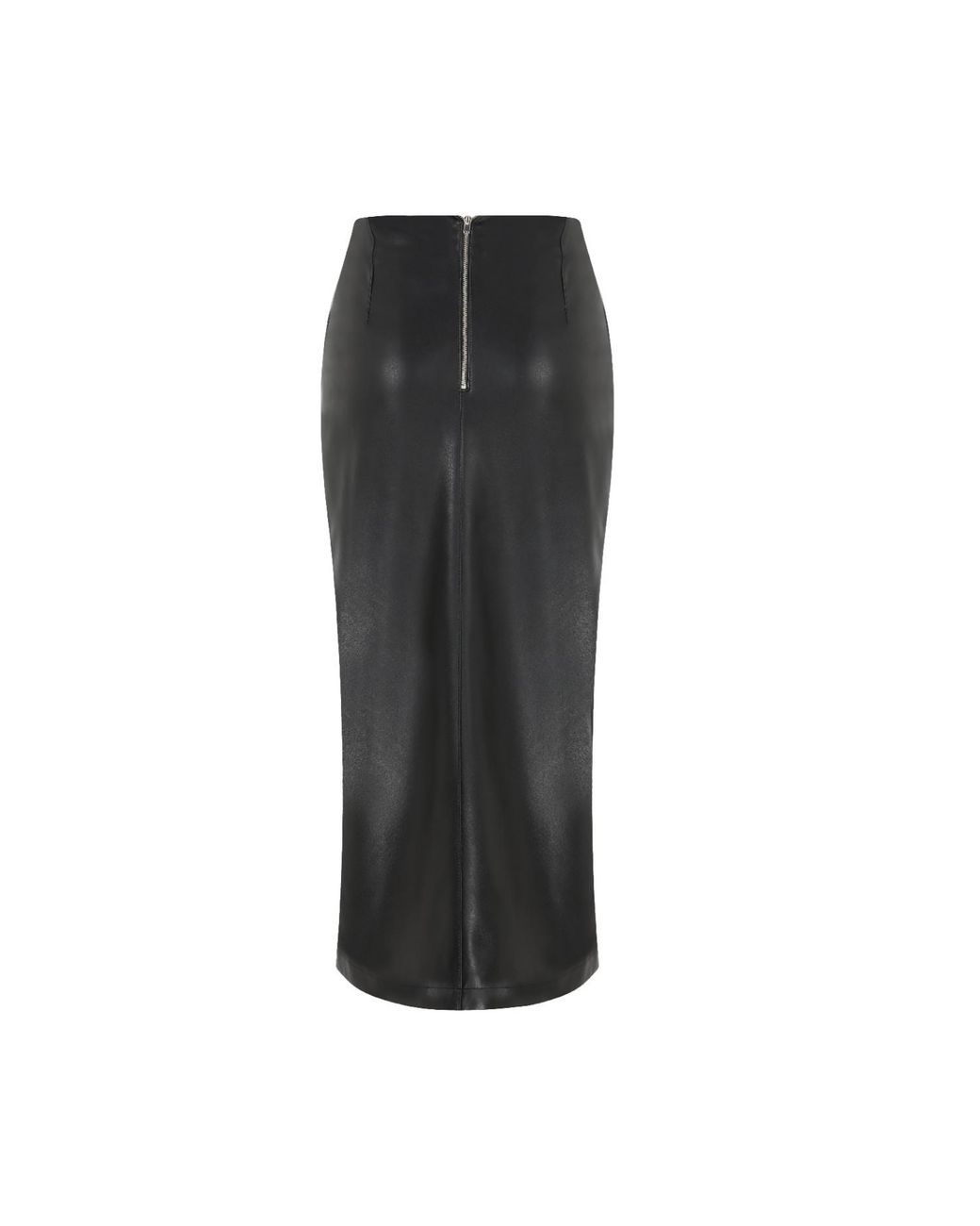 NAZLI CEREN Gray Lea Vegan Leather Midi Skirt