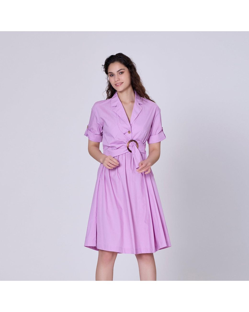 Smart and Joy Blue Shirt Dress With Belt And