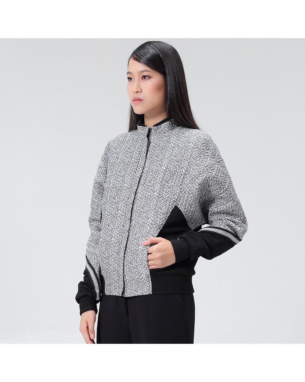 Smart and Joy Gray Bi-Color Bumper Jacket
