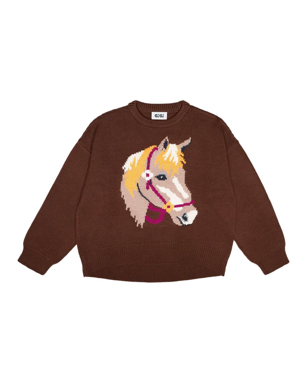 Gigi Knitwear Brown Cheval Intarsia Sweater