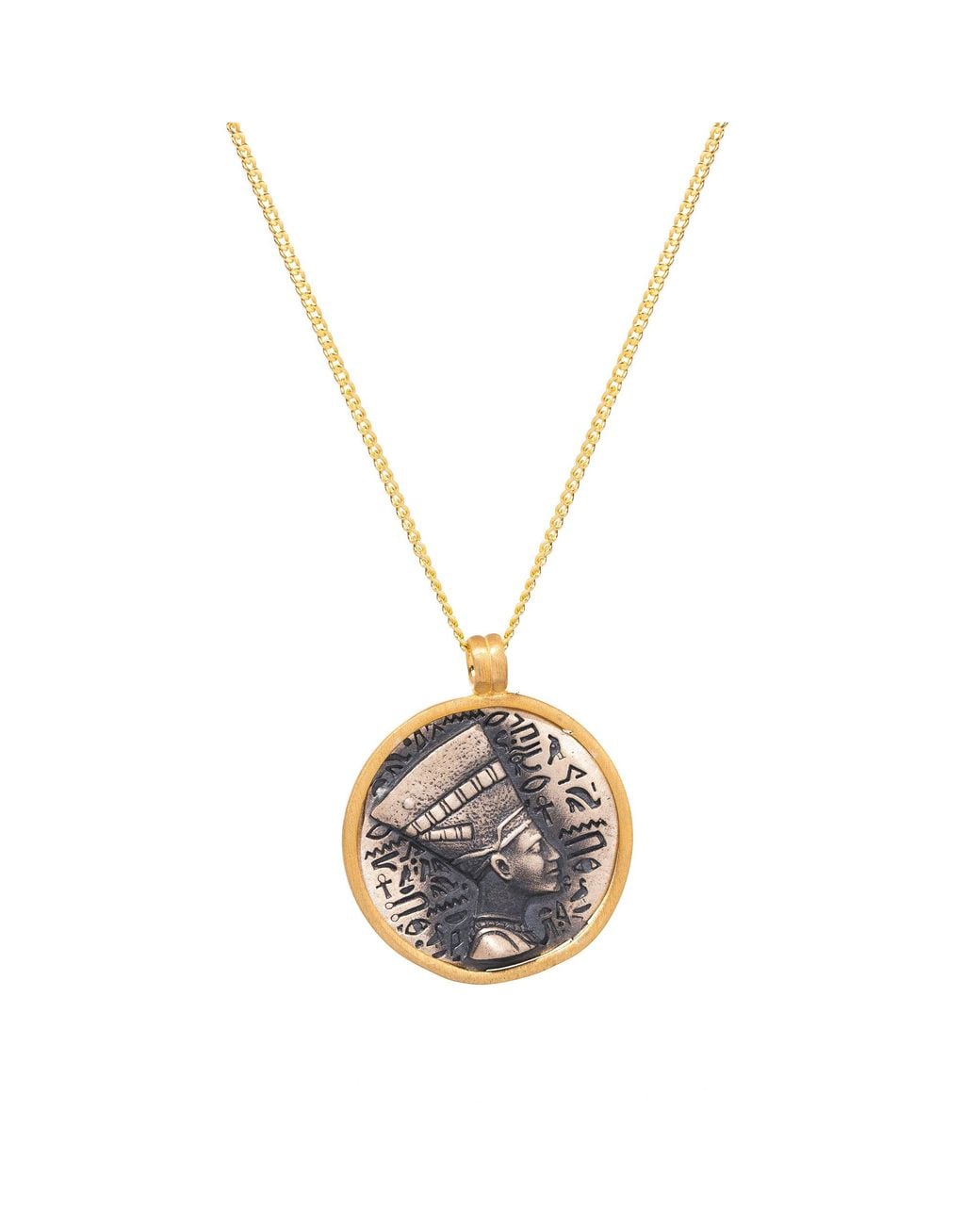 Ebru Jewelry Metallic Divine Queen Nefertiti Sterling & Chain Necklace