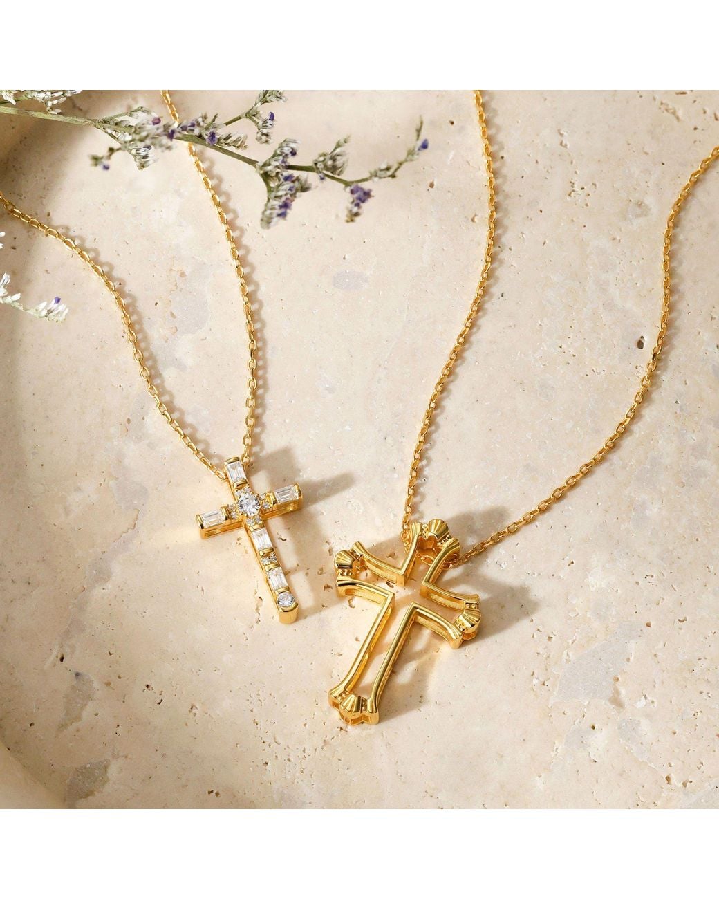 Vanimy Metallic Versatile Cross Duo Set Pendant Necklace
