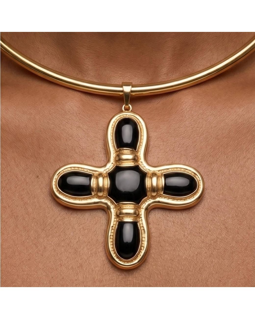 Divine Aria Metallic Obsidian Grounding Crystal Choker Necklace