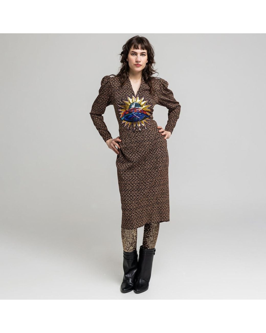 ARTISTA Brown Aurelia Midi Dress