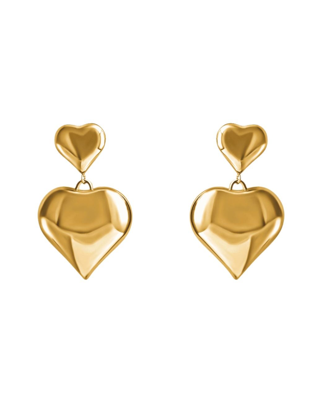 Laura Gray Metallic Double Puffed Heart Post Earrings