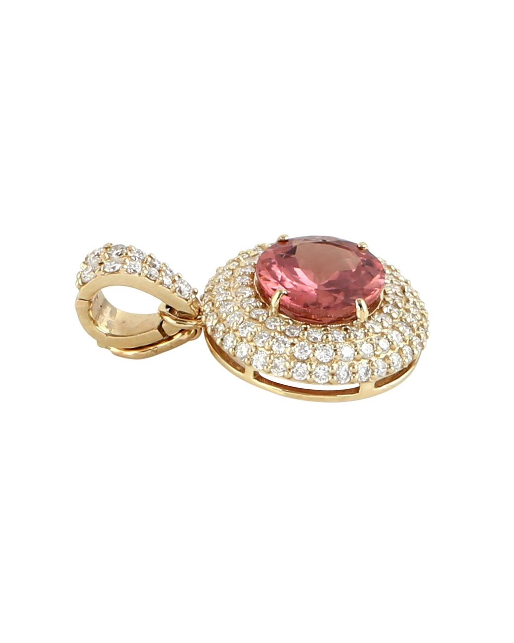 Artisan Pink Tourmaline & Diamond Halo Pendant