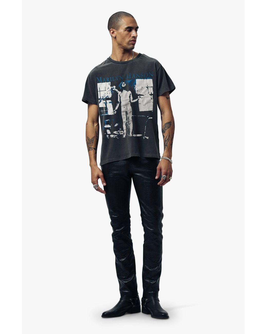Other Uk Black Marilyn Manson Angel With The Scabbed Wings Vintage T-Shirt for men