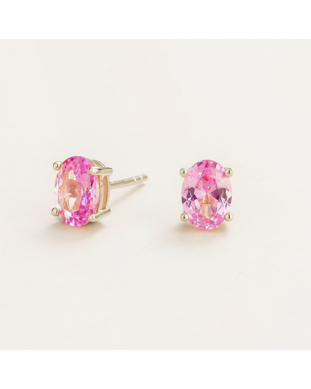 Juvetti Pink Ovo Earrings Set With Sapphire