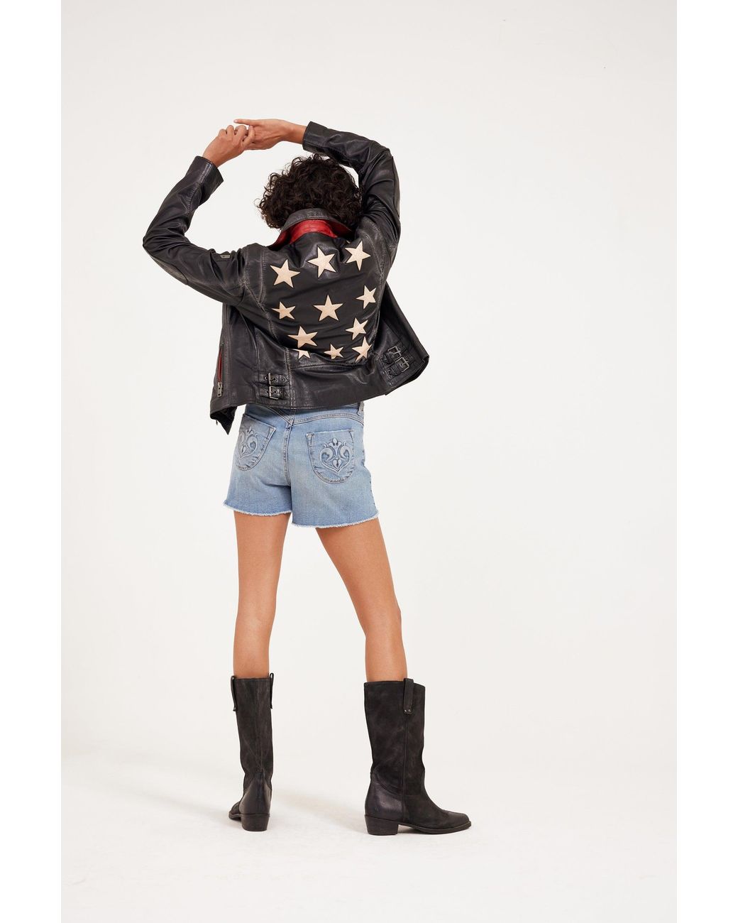 Mauritius Black Star Lambskin Leather Jacket Christy Vintage