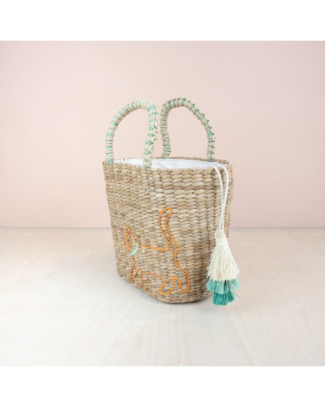 LIKHÂ Metallic Mini Tote Bag With Embroidered Cat