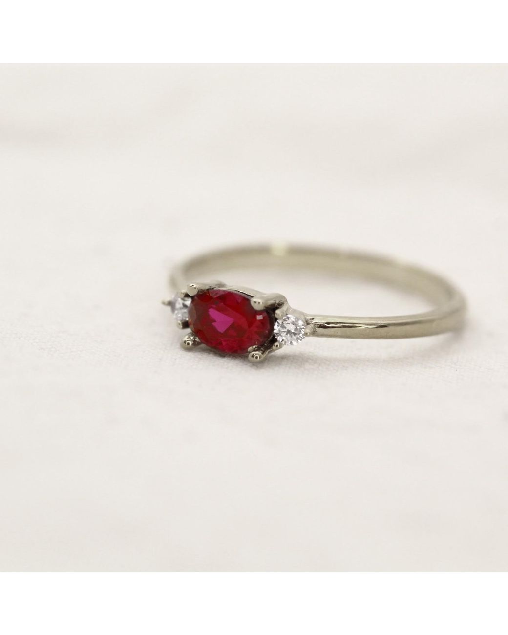VicStoneNYC Fine Jewelry White Natural Oval Ruby And Diamond Ring