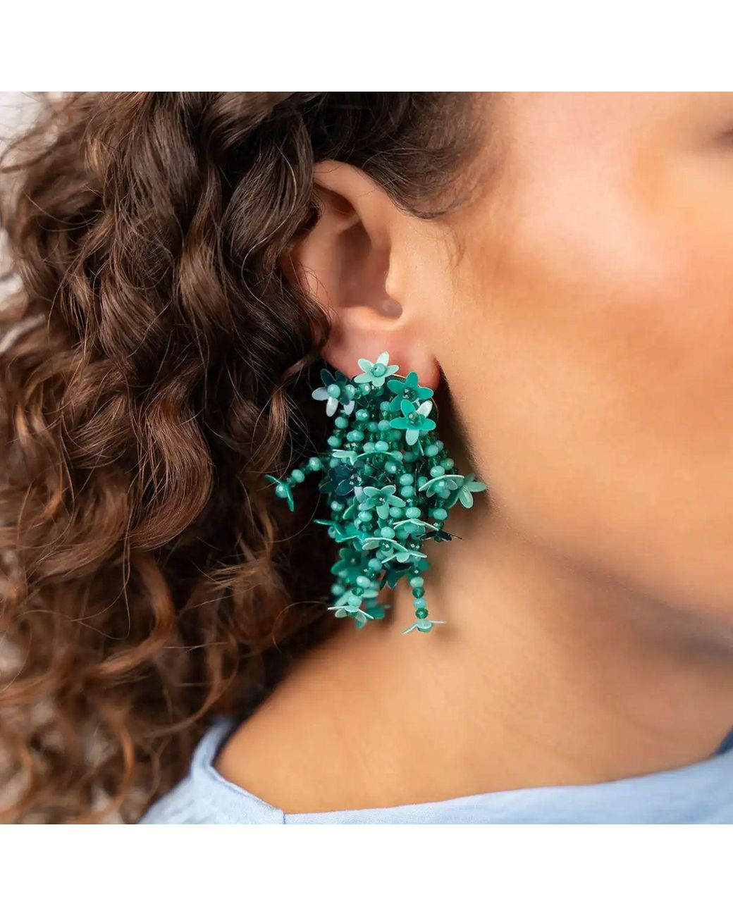 LOTT.gioielli Green Flower Strings M Earrings Ocean