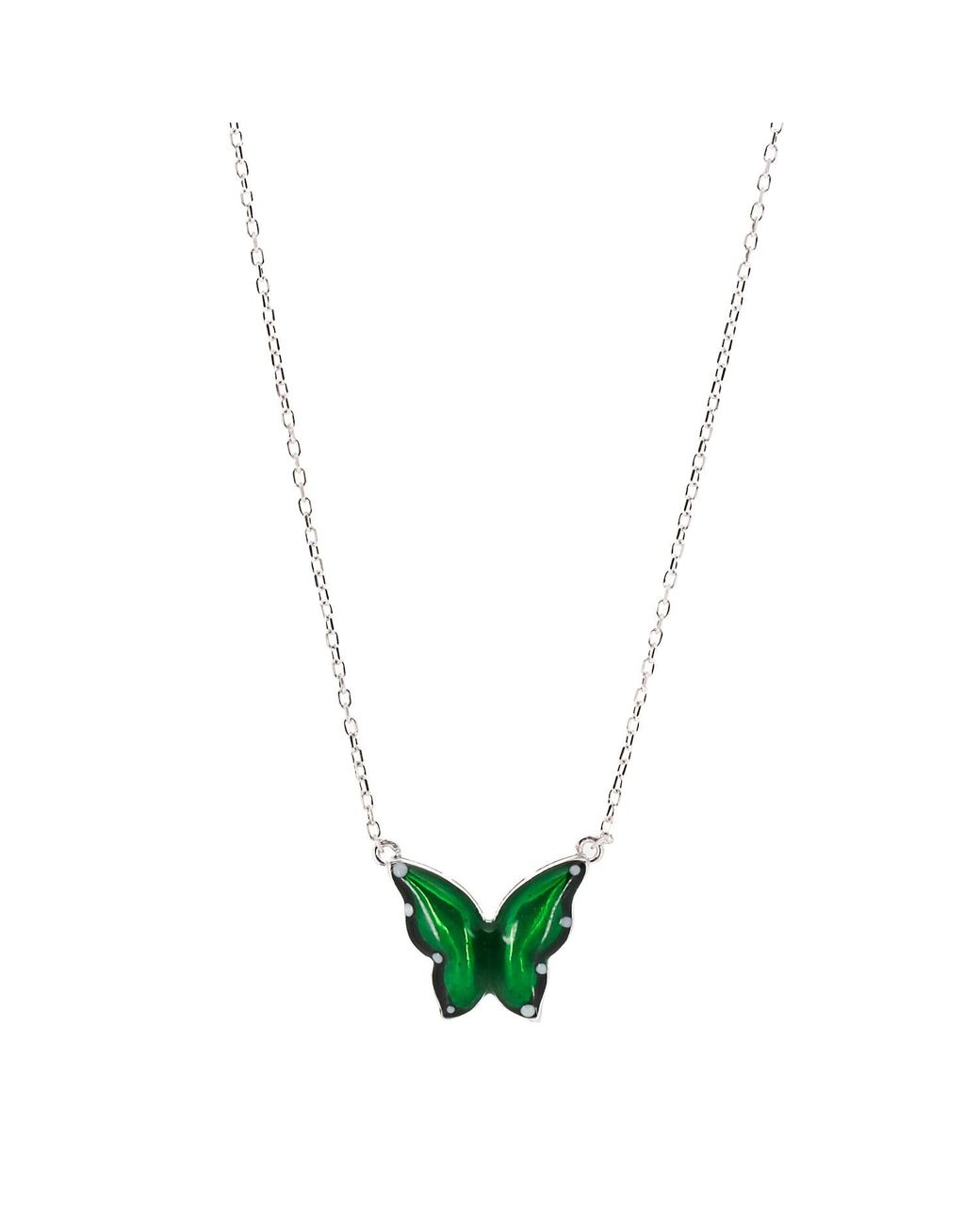 Ebru Jewelry Green Abundance Enamel Butterfly Necklace