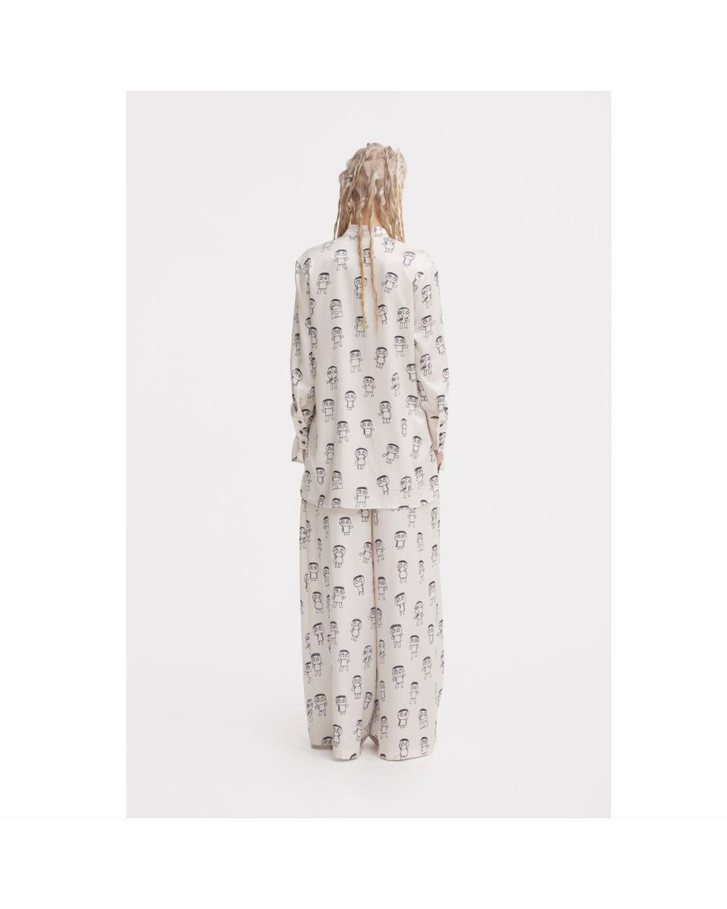 Julia Allert Gray Neutrals Art Print Longline Blouse & Wide-Leg Co-Ord Set – Ivory