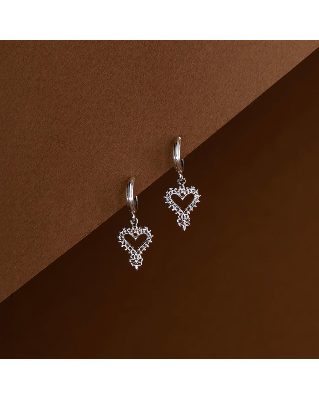 Zoe & Morgan White Mini Heart Hoops