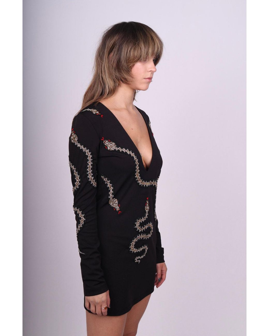 Any Old Iron Blue Beaded Snaketacular Mini Dress