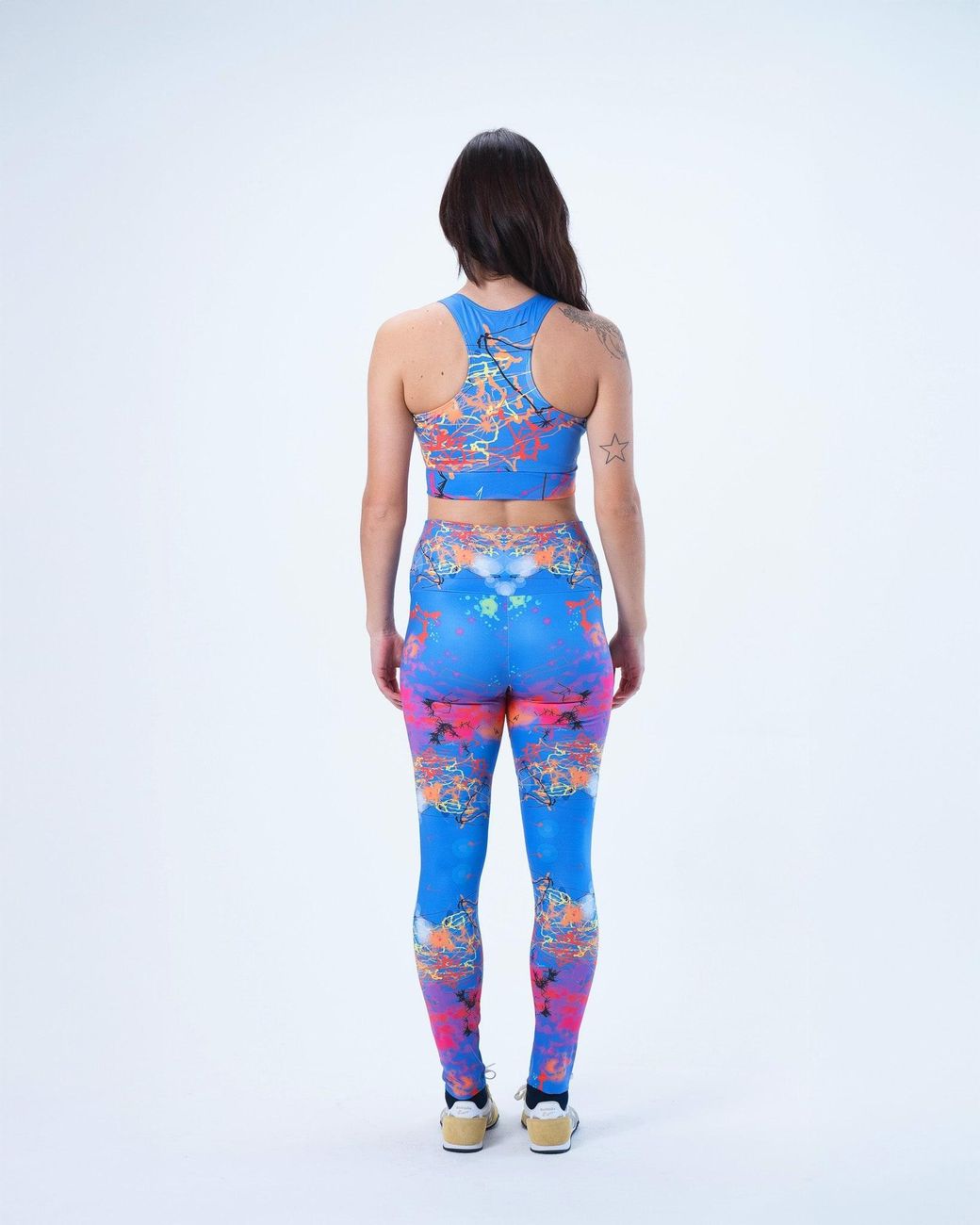 Lilia Munn Blue High Waisted Leggings –