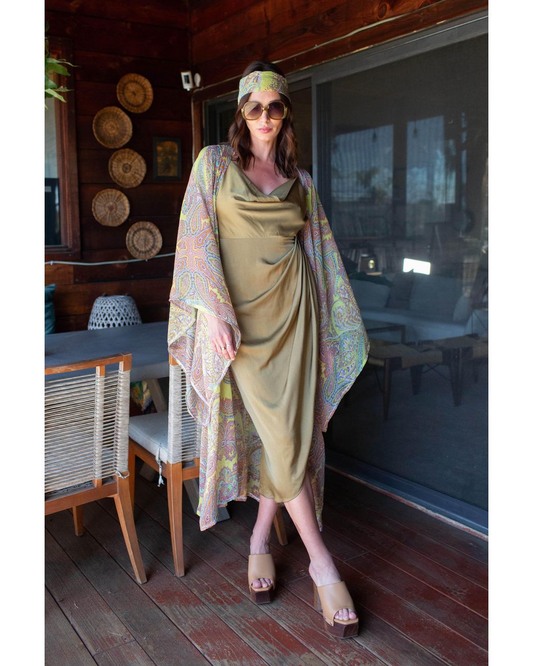 Jennafer Grace Metallic Peridot Paisley Kimono