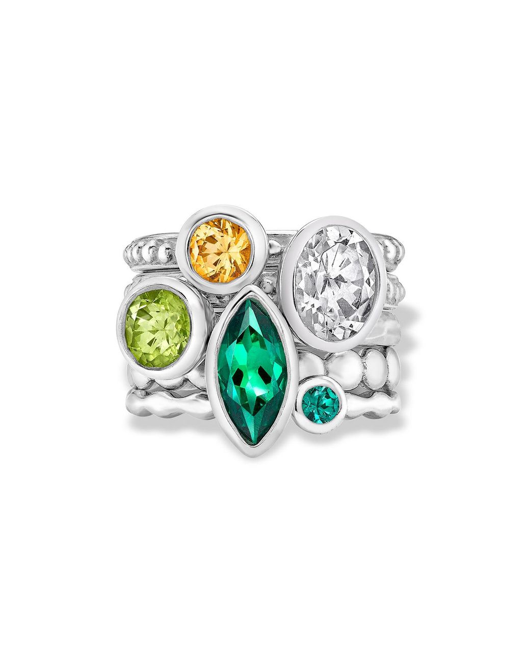 Dower & Hall Green Envy Twinkle Stacking Rings Set