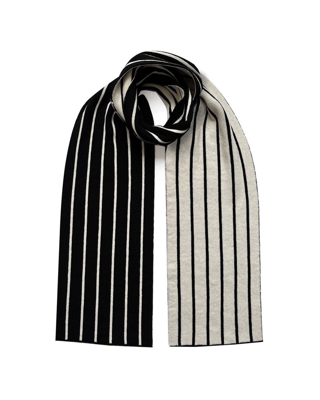 INGMARSON Black Thin Stripe Wool & Cashmere Scarf for men