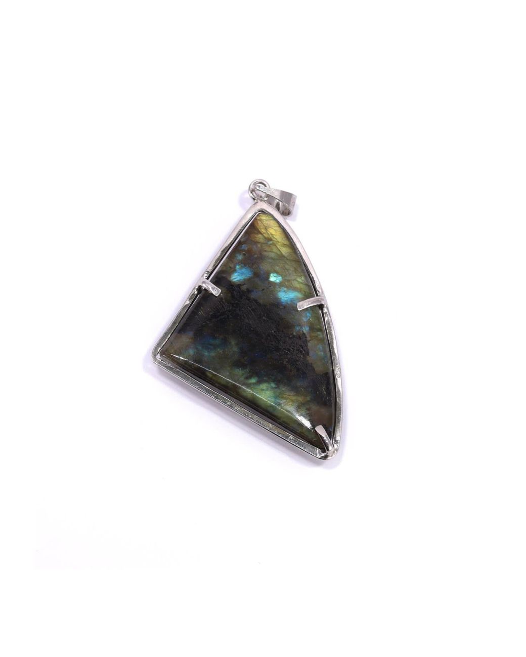Mineralgems•Studio Multicolor Iridescent Labradorite Pendant With Sterling Chain