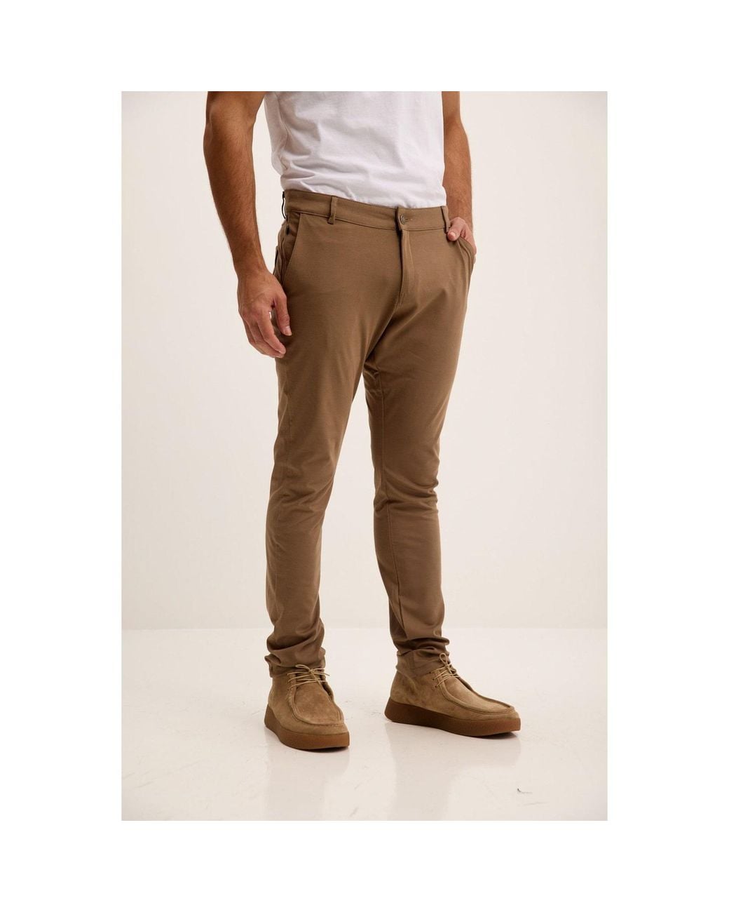 Ron Tomson Brown Neutrals Tapered Casual Wear Pants for men