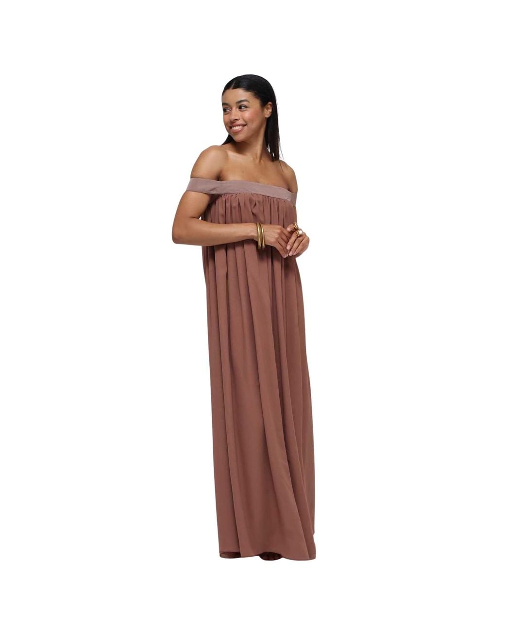 Humans & Land Brown The Bilqis – Chiffon Silk Dress