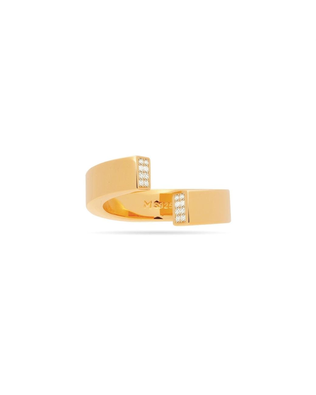 Meulien Metallic Open Twist Ring With Pave Cz