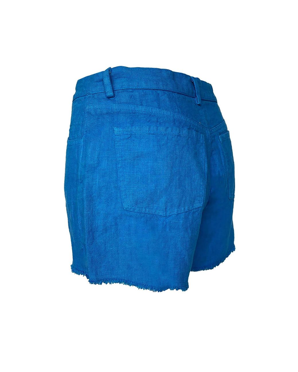 Haris Cotton Blue Linen Cut Hem Shorts