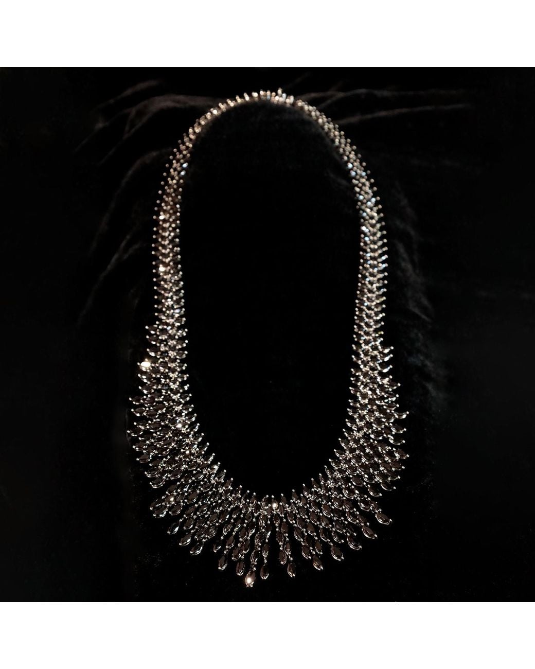 SALLY SKOUFIS Black Renaissance Cascade Necklace With Made Cz Diamond Stimulant