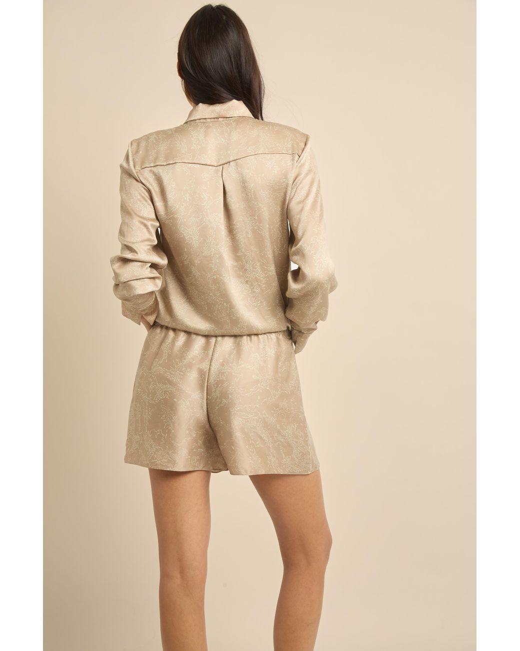 Lily Rou Natural Neutrals Silk Ripple Relaxed Shorts