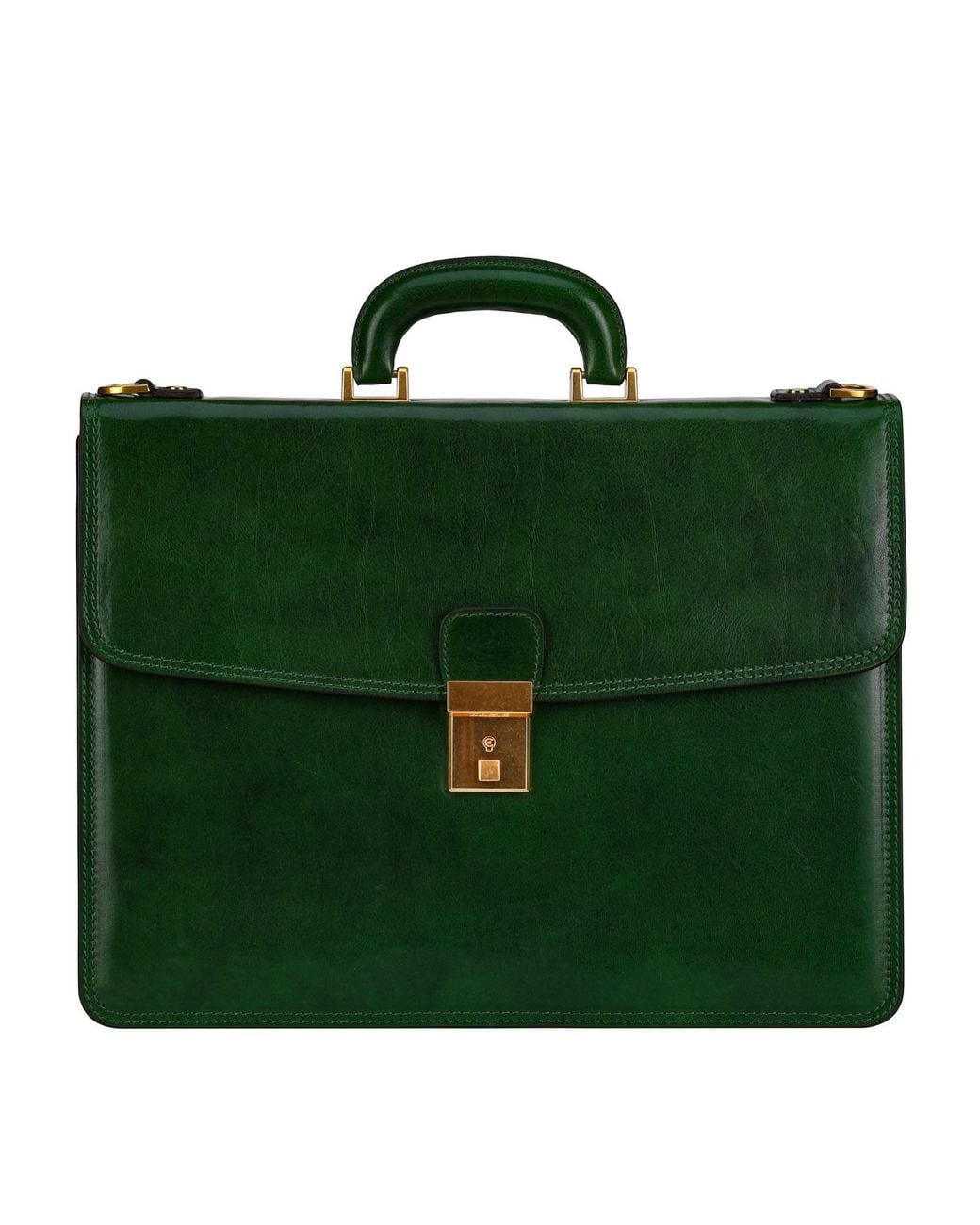 Time Resistance Green Leather Briefcase for men