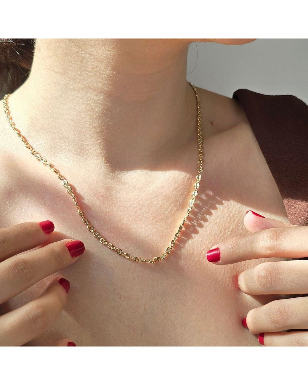 Sophelia Metallic Coffee Bean Plated Chain Necklace Luxe