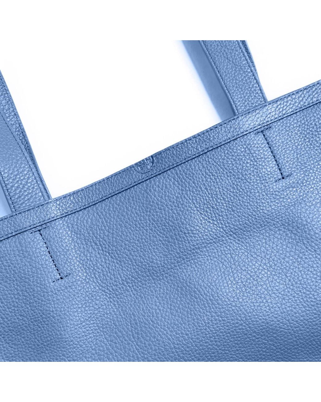godi. Blue The Eva Handmade Leather Tote Bag