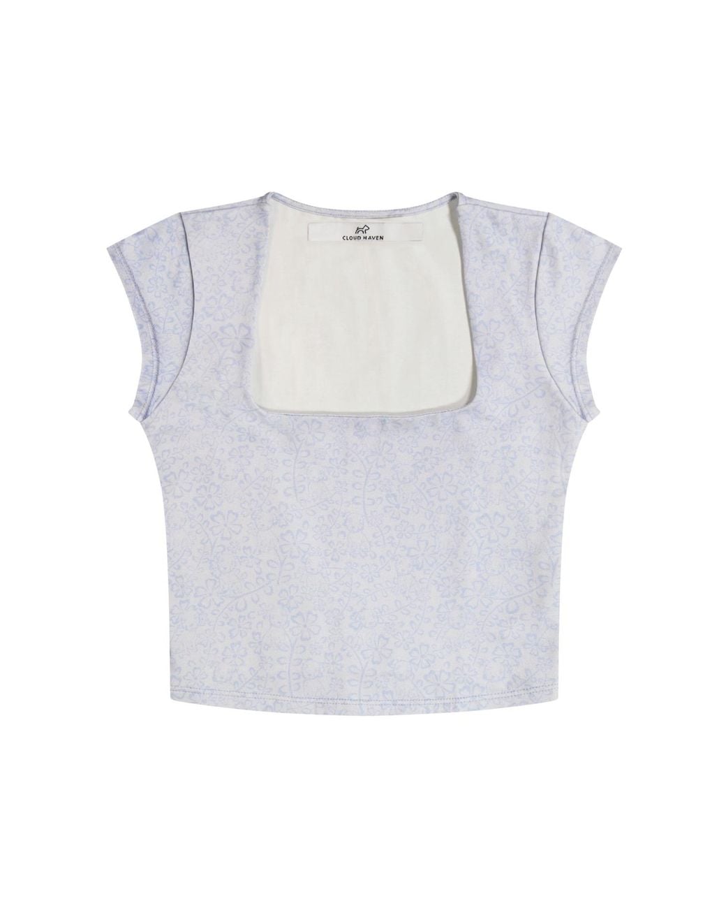 Cloud Haven Blue Jacquard Square Neck Tee