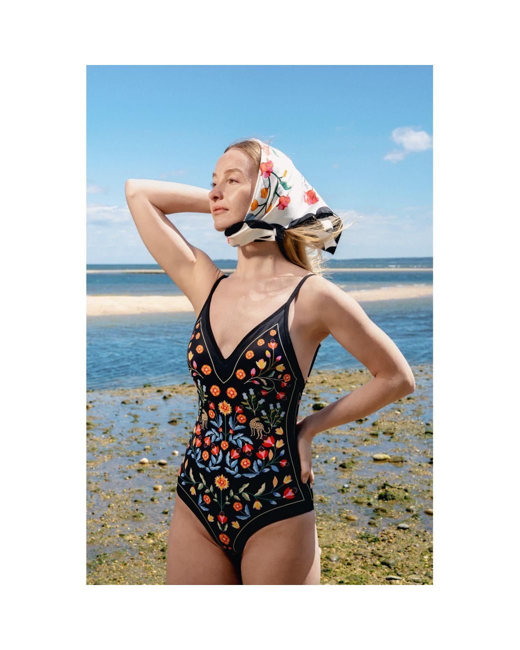 Jessie Zhao New York Black Night Imagination Reversible V-Neck One-Piece Swimsuit