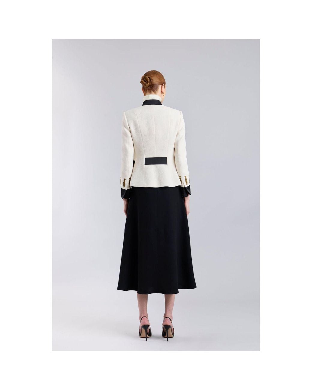 The Extreme Collection White Neutrals Ivory Military Tailored Blazer With Embroidery Nuvola