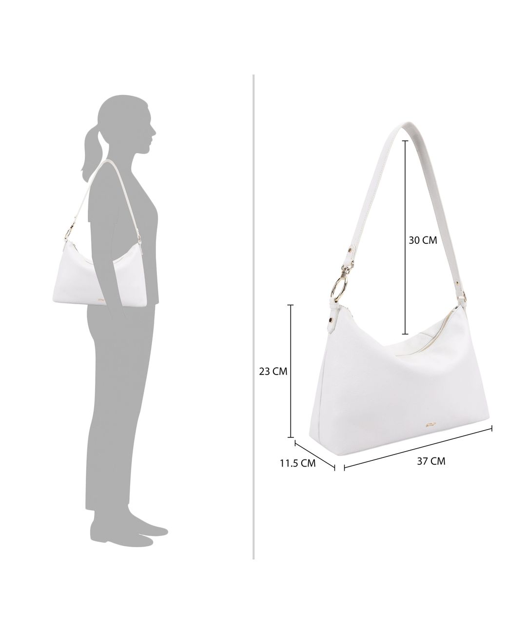 Paul Costelloe White Zainab Leather Shoulder Bag- Neutrals
