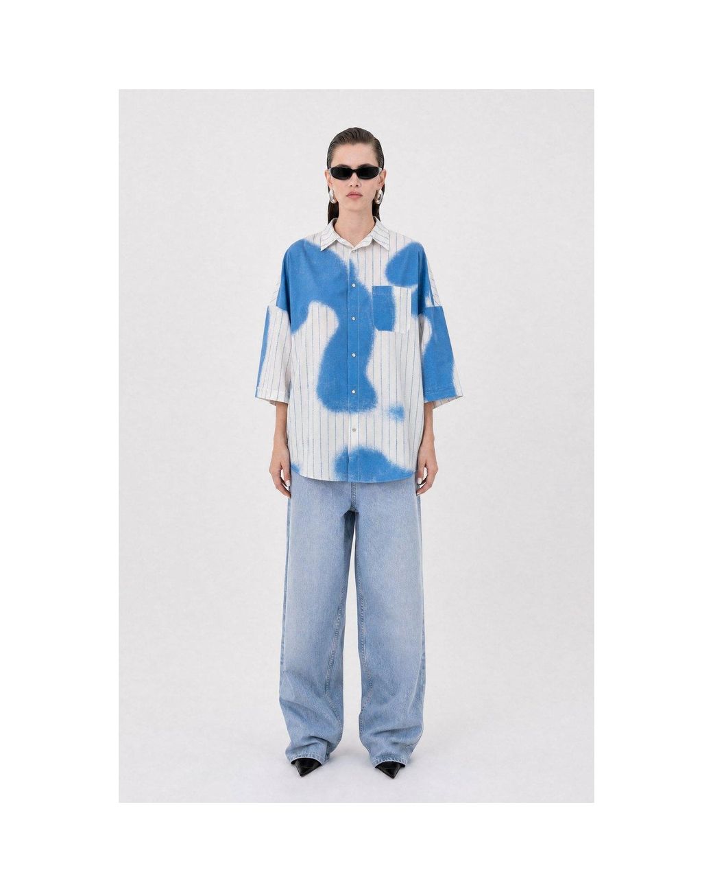 mysimplicated Blue Stripes Oversized Shirt W