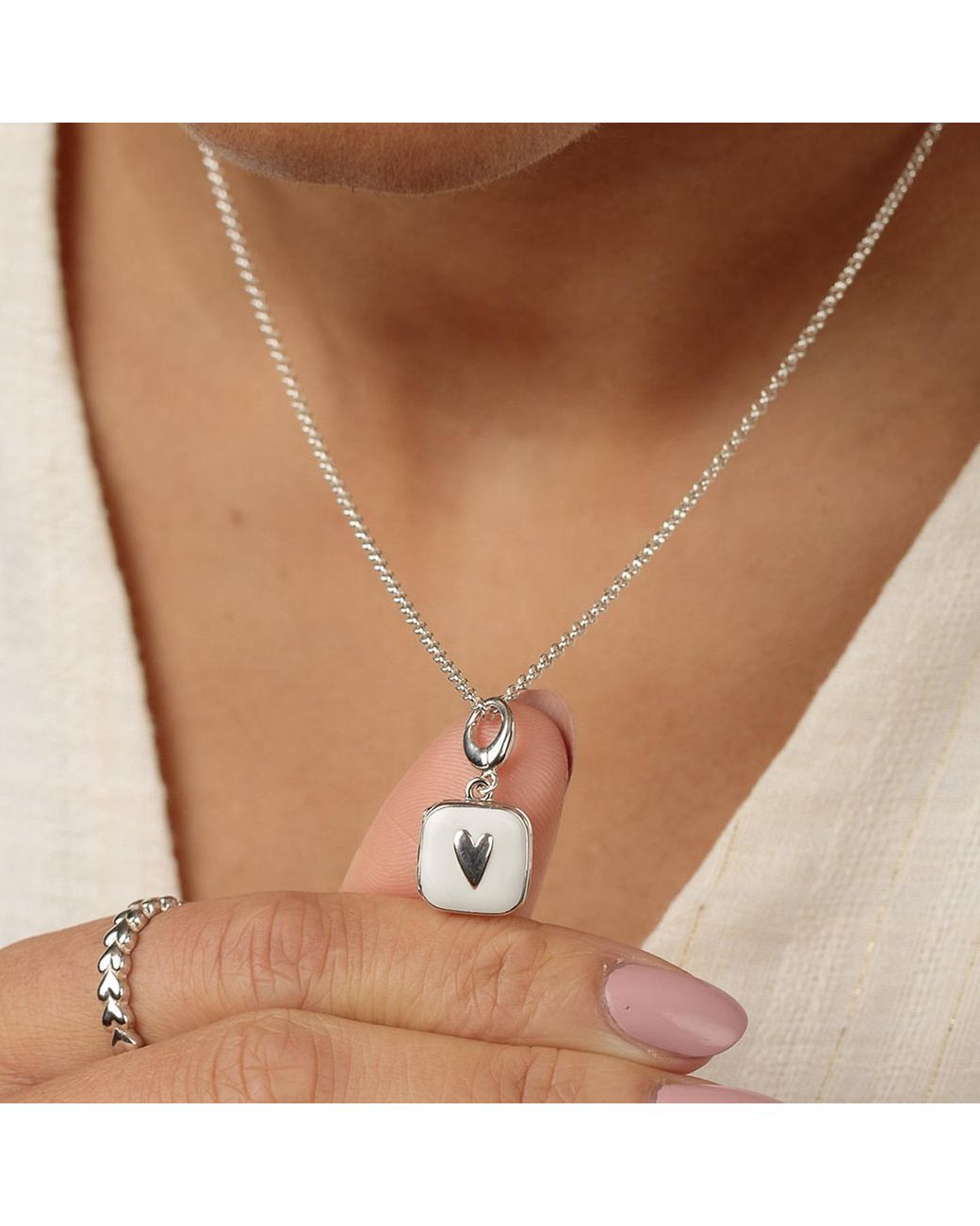 Lily Charmed Metallic Sterling Heart Locket Necklace
