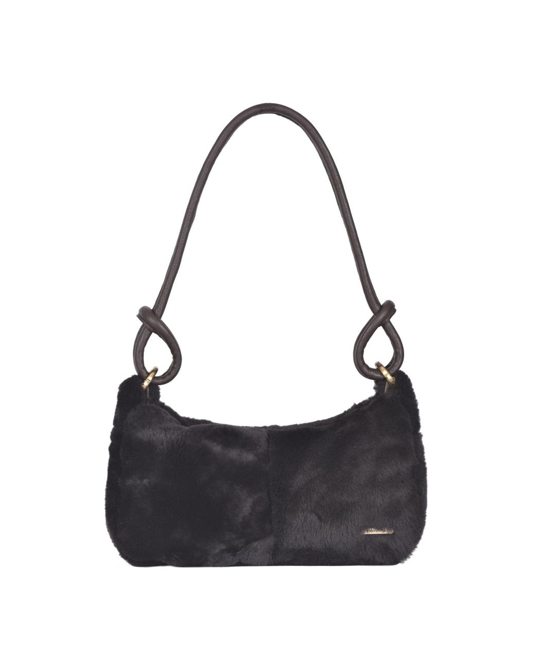 Owen Barry Black Sheepskin Shoulder Bag Ebony Devoran