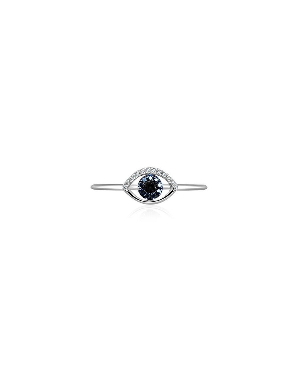 Genevieve Collection White 18K Evil Eye Sapphire Diamond Ring