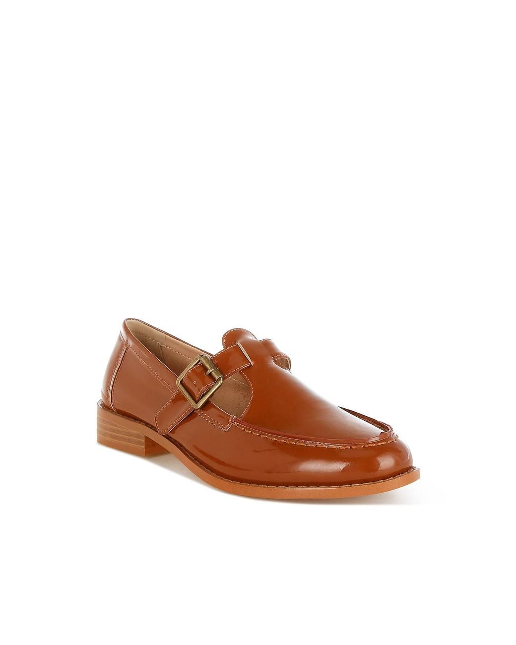 Rag & Co Brown Swenson Patent Pleather Mary Jane Loafers