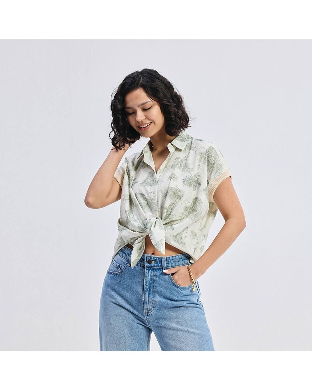 REISTOR Green Relaxed-Fit Button-Down Shirt