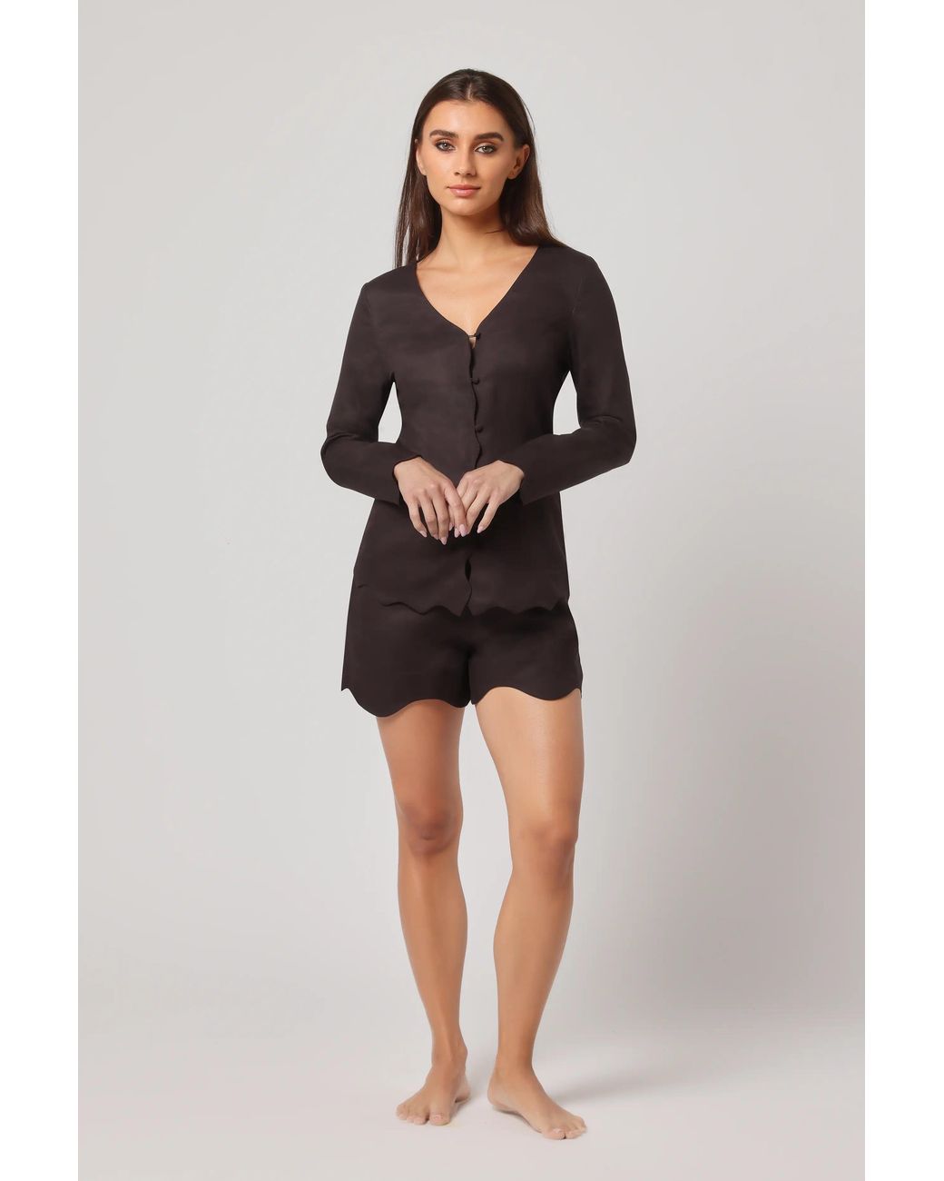 Ashita Fernandes Brown Arz Shorts – Strength & Sophistication