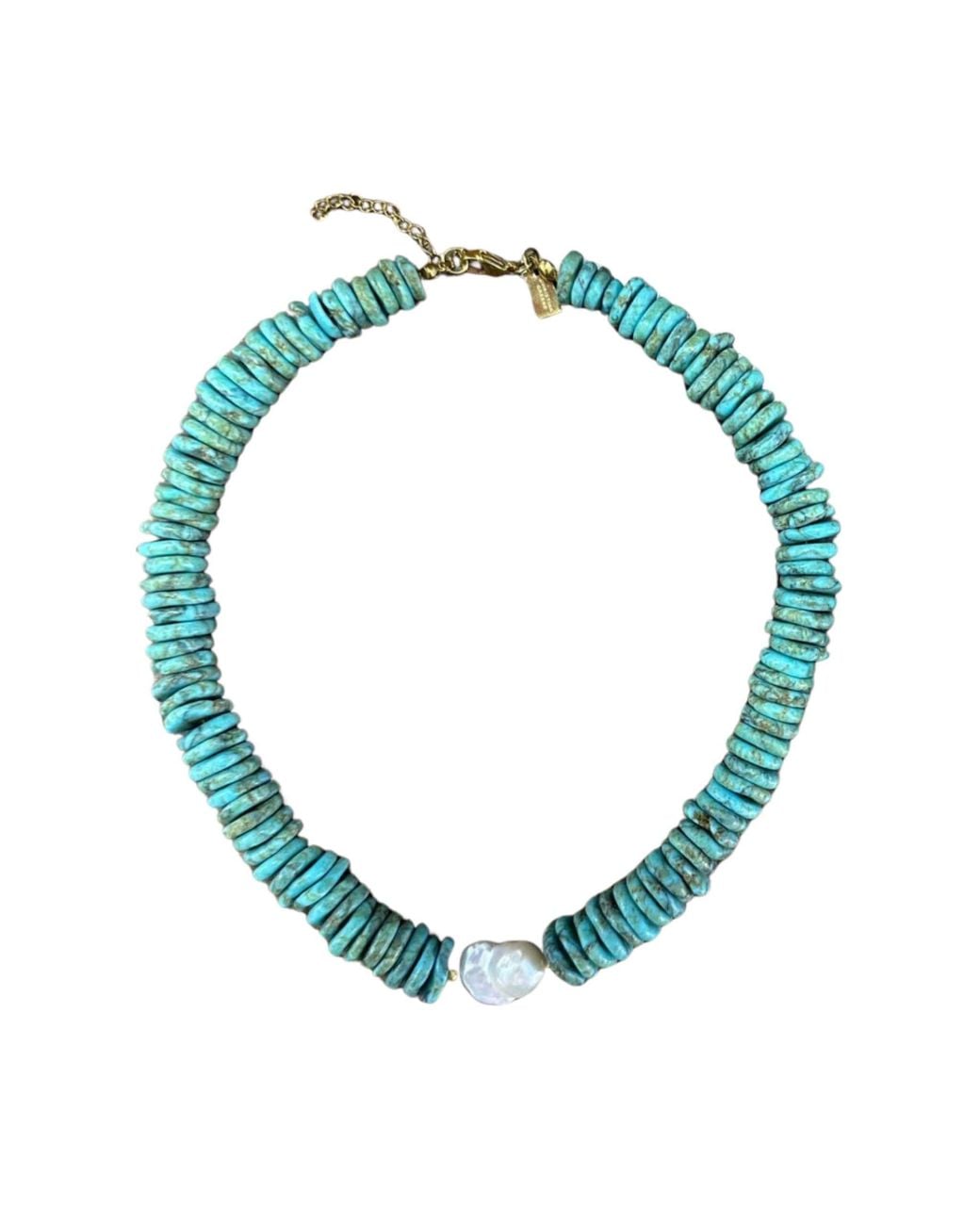Christina Greene Blue Pebble Beach Beaded Necklace