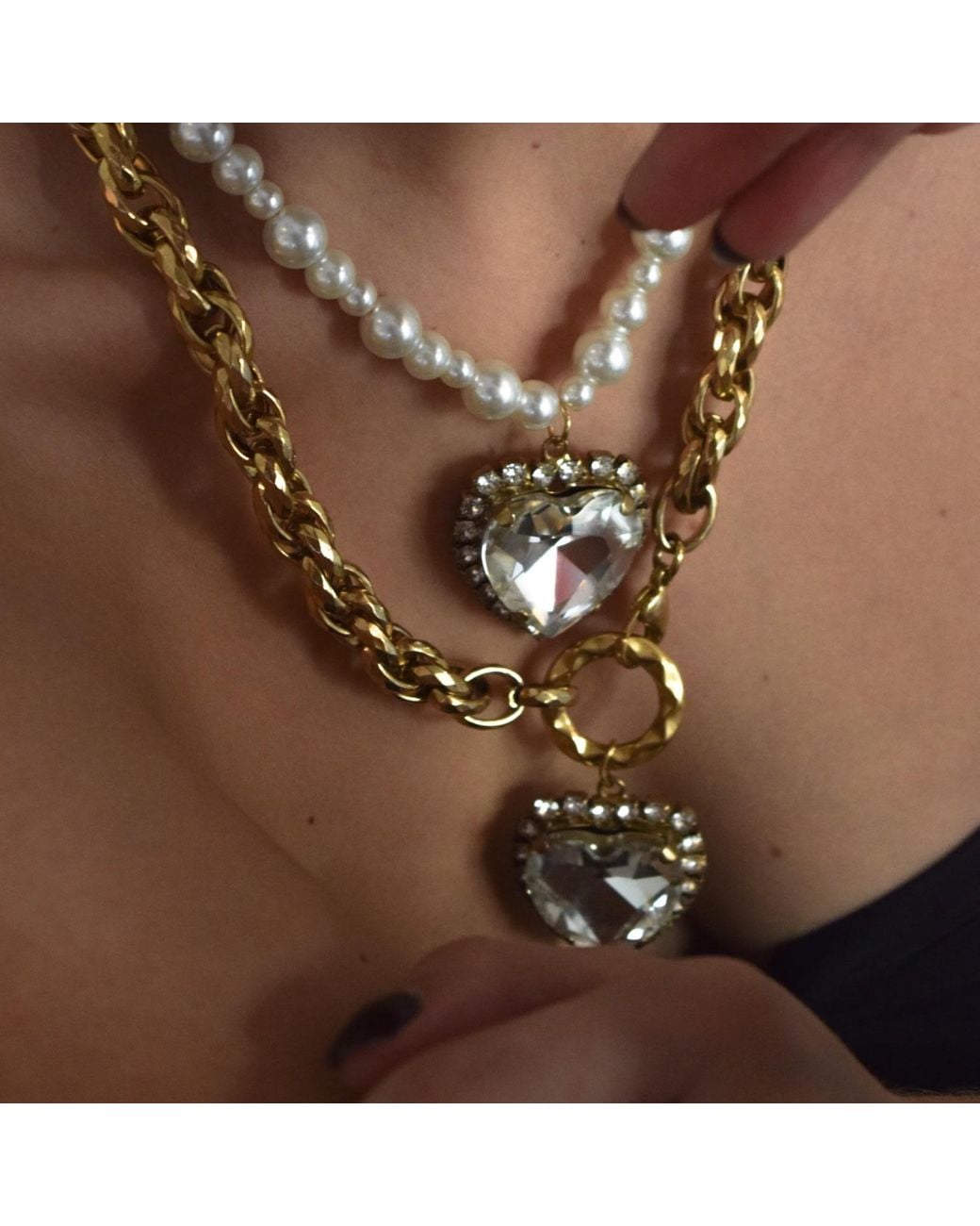 Achala Handcrafted Metallic Crystal Heart Pendant