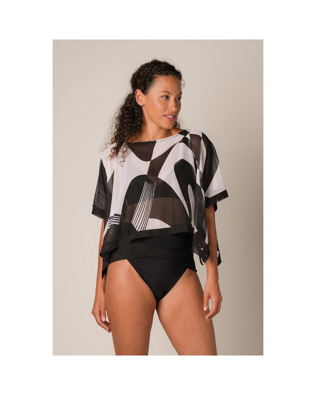 Serotone Swim Black Swim Cover Up Mesh Rectangle Top