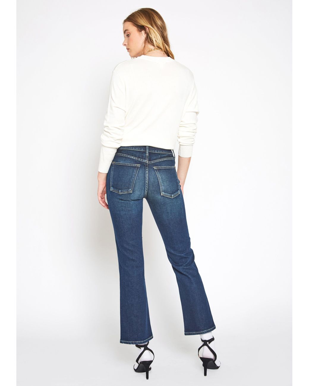 NOEND Blue Farrah Mid Rise Kick Flare