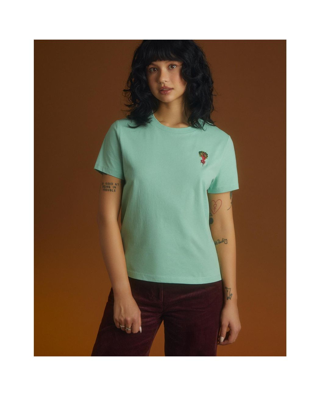 INGMARSON Green Beetroot Embroidered Organic Cotton T-Shirt